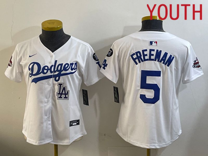 Youth Los Angeles Dodgers #5 Freeman White Game 2024 Nike MLB Jersey style 12098->youth mlb jersey->Youth Jersey